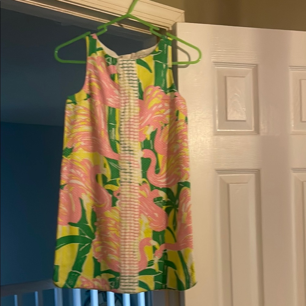 Vibrant Pink and Green Sleeveless Dress